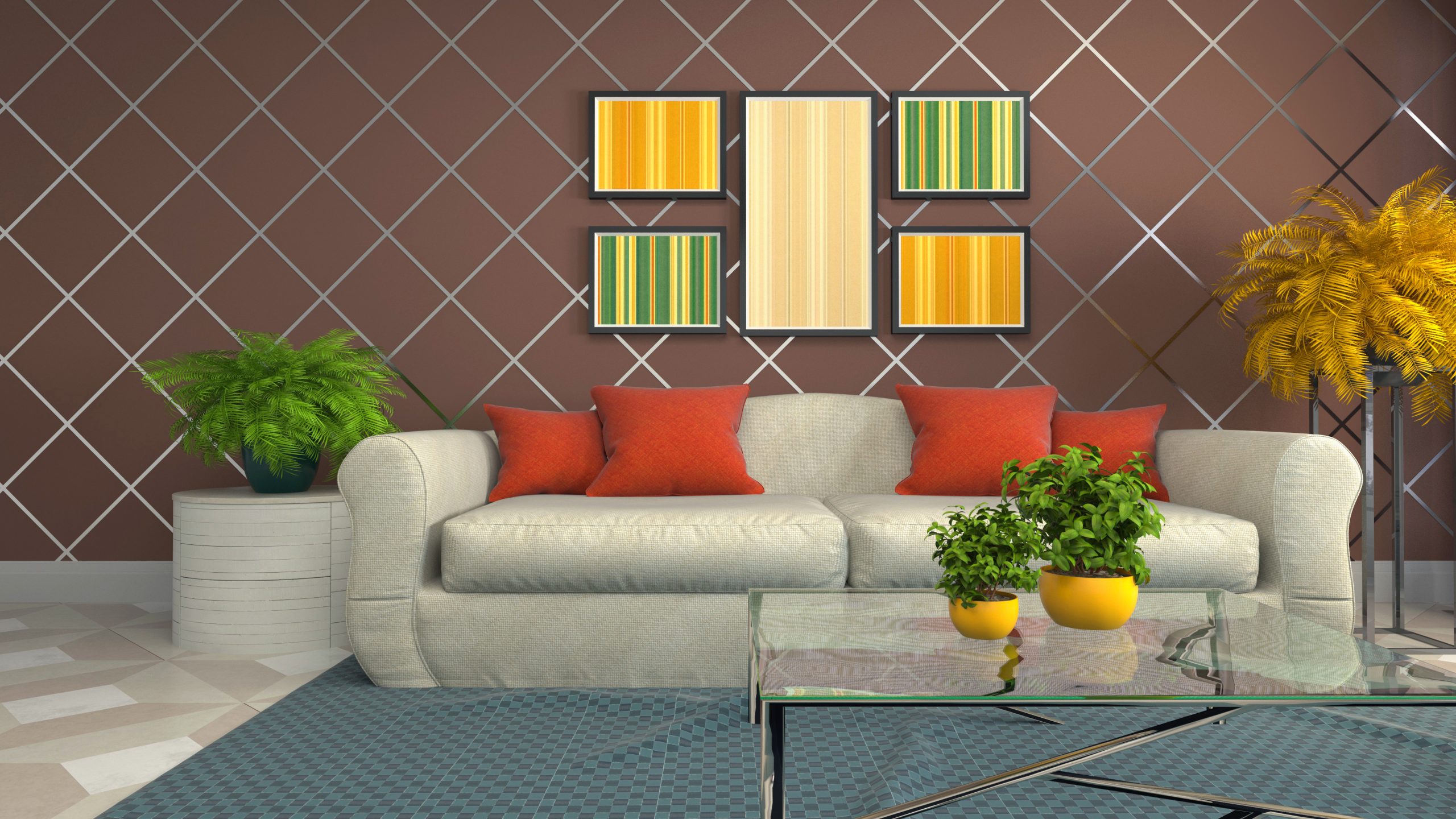"Modern living room interior designed by Gaben Technologies with stylish wall finishes and warm lighting in Accra, Ghana"